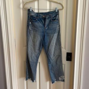 Light wash distressed denim